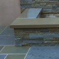 Stone fireplace and patio